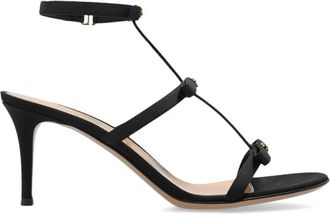 Gianvito Rossi Malou Sandalen met Hak - Dames - Sandalen met hakken - Zwart - 40 EU - Leer - Schoenen