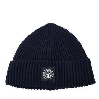 Stone Island Ribbed Soft Wool Compass Beanie Hat