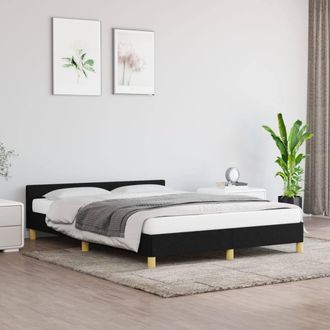 Berkfield Home Bed Frame with Headboard Black 180x200cm Super King Fabric