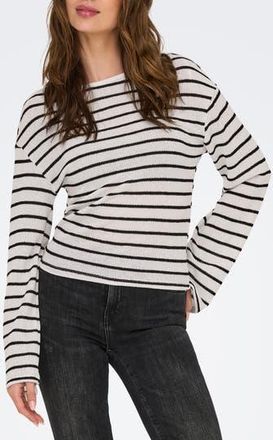 Only Spezia Life Boat Neck Top in Clouddancer/Black Stripes at Nordstrom Rack, Size X-Small