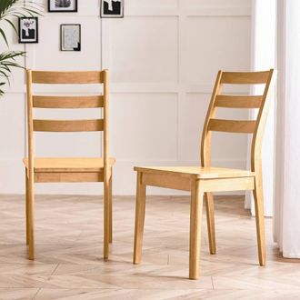 Furniturebox 2x Lynton Oak Effect Wooden Dining Chairs in Light Brown