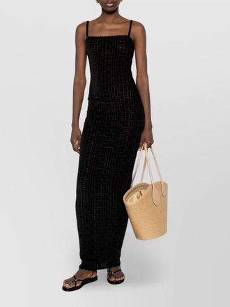 Balmain monogram dress fitted silhouette floor length
