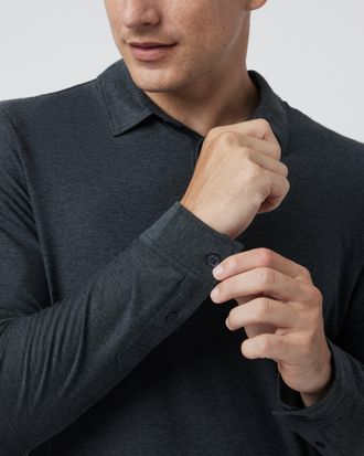 Vuori Clothing Long Sleeve Strato Tech Polo | Dusty Blue Heather | Medium