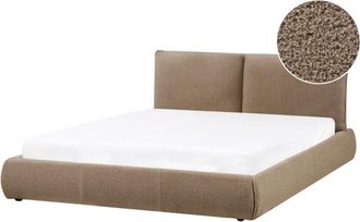 Beliani Modern Upholstered Boucle Bed eu King Size 5ft3 Frame Slatted Base Brown Vinay