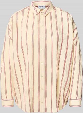 Jake*s Casual Relaxed Fit Hemdbluse aus Viskose-Mix in Beige, Gr&ouml;&szlig;e 34