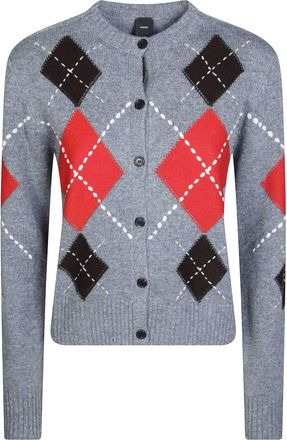 Pinko Cardiff Argyle Fitted Button-Down Cardigan