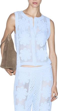 Mango Openwork Knit Vest in Lt-Pastel Blue at Nordstrom, Size X-Small