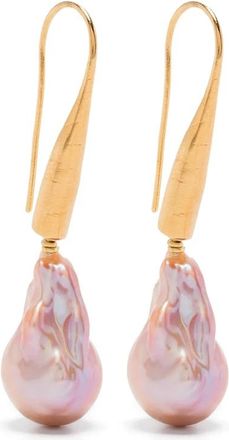 Forte_Forte Barok Parel Goudkleurige Oorbellen Paar - Dames - Oorbellen - Geel - ONE Size - Accessoires