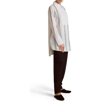 Marina Moscone Slim Tuxedo Shirt in Optic White Pinstripe at Nordstrom, Size X-Small