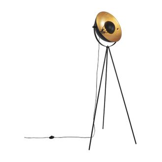 QAZQA Qazqa - Floor Lamp Black with Gold 42 cm Adjustable Tripod - Magnax