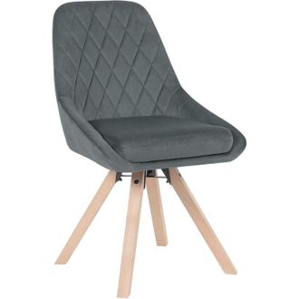 Woltu Silla De Comedor Giratoria Silla Ergonomica Para Dormitorio Y Salon Silla De Cocina Tapizada En Terciopelo Patas De Madera Maciza Gris Oscuro - Woltu