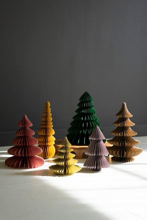 Kalalou Set Of Six Jewel Tone Accordion Paper Christmas Trees