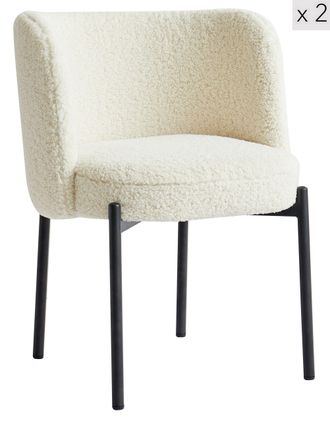 Nordlys Set of 2 Scandinavian Metal Dining Room Chairs in White