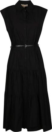 Michael Kors Belted Cotton Poplin Sleeveless Shirtdress - Dames - Shirt Kleedjes - Zwart - M - Katoen - Kleedjes