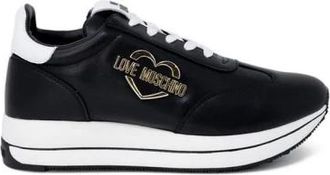 Love Moschino Sneakers, female, Black, Size: 7 US Leather Low Top Sneakers