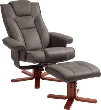 HOMCOM Reclining Armchair with Footstool and Adjustable Backrest, Brown - Homcom
