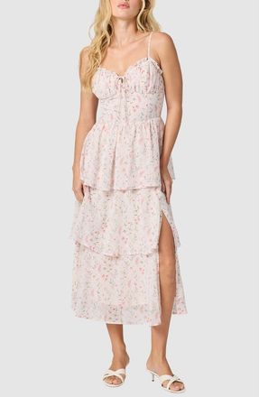 Lush Bustier Ruffled Tiered Sundress in Light Blush at Nordstrom Rack, Size Medium