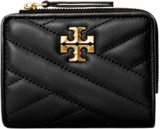 Tory Burch Kira Chevron Bi-Fold Portemonnee - Dames - Portefeuilles - Zwart - ONE Size - Leer - Accessoires