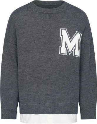 Maison Margiela Logo Sweater - Heren - Ronde hals truien - Grijs - M - Truien & Vesten
