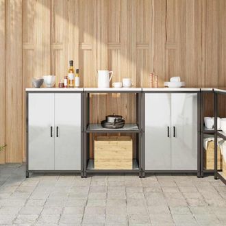 vidaXL Set Di Stoccaggio Per Cucina Hattem 3 Pz Argento Vidaxl