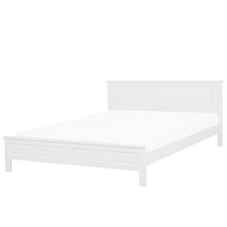 Beliani Beliani - Cama Doble De Madera Blanca Con Somier Cabecero Alto 180 X 200 Cm Dise&ntilde;o Escandinavo Minimalista Olivet