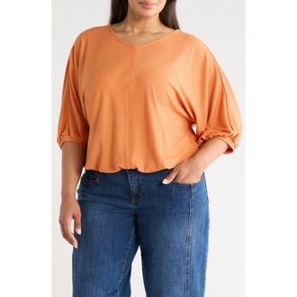 Wit & Wisdom Elbow Sleeve Blouson Top in Roasted Carrot at Nordstrom, Size 3X
