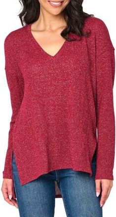 Gibsonlook V-Neck High-Low Tunic in Burgundy Silver at Nordstrom Rack, Size Xx-Small