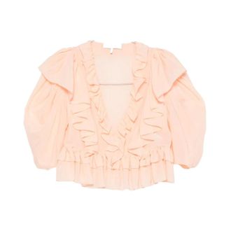 Chlo&eacute; Ruffled Silk Blouse - female - Chlo&eacute; - Blouses - Pink - M - Blouses & Shirts