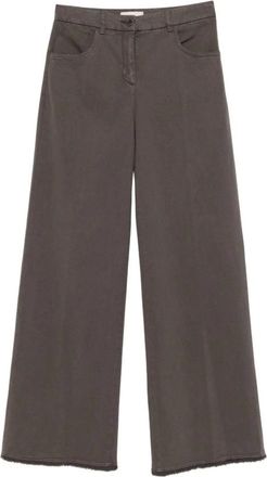 Via Masini 80 Pantalones Marrones con Dobladillo Deshilachado - Trousers - Mujer - Marr&oacute;n - 2XS