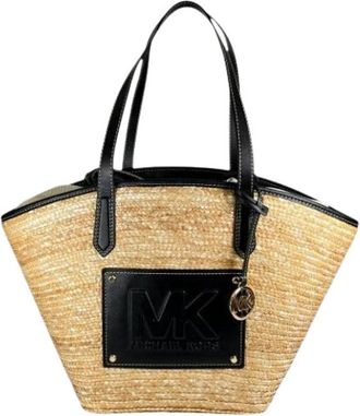 Michael Kors Pre-owned Tote Bags, female, Beige, Size: ONE SIZE Pre-owned Canvas Shoulder Bag