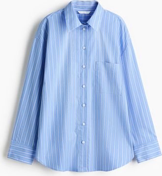 H&M Oversized Popelinebluse - Blue