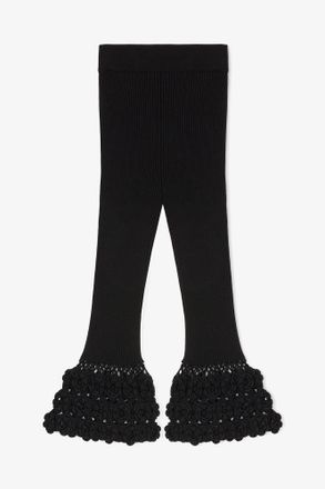 Ganni Black Pants in Cotton Crochet - Size XXS Organic
