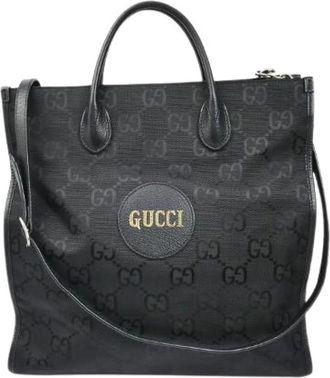 Gucci Pre-owned Tote Bags, male, Black, Size: ONE SIZE Pre-owned Off The Grid Nylon Leather 2way Shoulder Bag