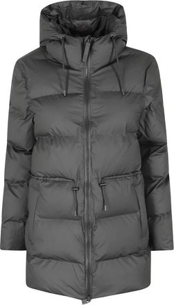 Rains Steen Gewatteerde Puffer Parka - Dames - Winterjassen - Zwart - XS - Polyester - Jassen