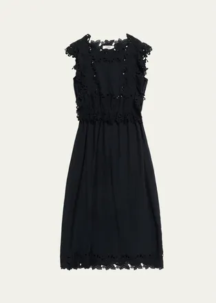 Sea New York Eleannora Embroidered Midi Dress