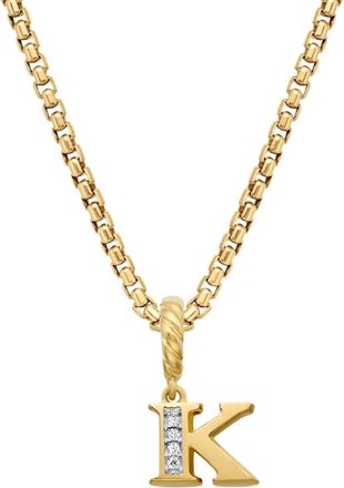 David Yurman Pendente Pav&eacute; Initial in oro giallo 18kt