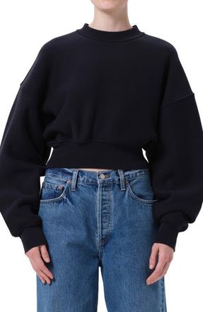 A Gold E Kit Cotton Fleece Crop Sweatshirt in Mirage Deep Dk Navy at Nordstrom, Size X-Large