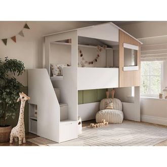 Flair Dreamland House Staircase Midsleeper in White | Size: Single