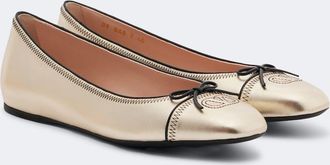 Valentino Garavani VLogo embroidered metallic leather ballet flats