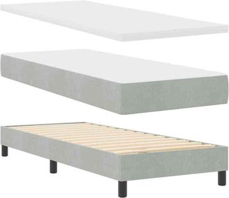 vidaXL Box Spring Bed with Headboard Light Grey 200 x 80 cm Velvet vidaXL