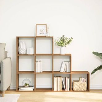Berkfield Home Room Divider Bookcase 4-Tier Sonoma Oak 131.5x29x131.5 cm Wood in Brown