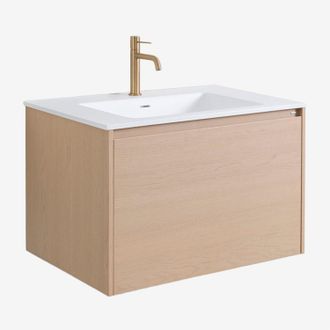 Sklum Conjunto De Mueble De Ba&ntilde;o Suspendido 80x50 Cm En Madera Con Lavabo Integrado Jacob Sklum