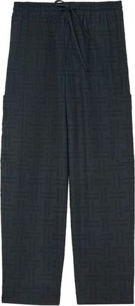 Kenzo Wide Trousers, male, Black, L, Cargo Jogging Trousers - Textured Jacquard