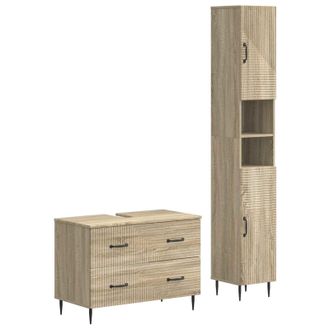 vidaXL Juego De Gabinete De Ba&ntilde;o De 2 Piezas Haarlem Roble Sonoma Vidaxl