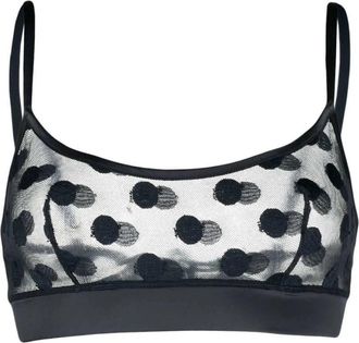 Eres Zwarte doorschijnende kanten beha met polkadots - Dames - BHs - Zwart - 90B EU - Spandex - Ondergoed