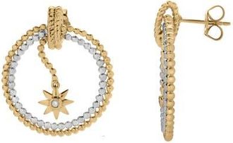 LuvMyJewelry Celestira Sterling Silver 0.02 Ct Two-Tone Diamond Star Hoop Earrings in Two-Tone Yellow&white Silver at Nordstrom