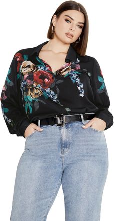 City Chic Womens Apparel Womens City Chic Plus Size Shirt Phoebe, Dark Late Bloom, 18 Plus
