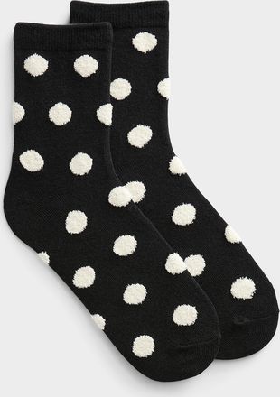 Simons Womens Plush large-dot socks