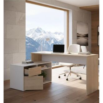 Dmora Scrivania - 2 Ripiani un Cassetto, Bianco Lucido, -, 139x92x75h cm Abrictosaurus