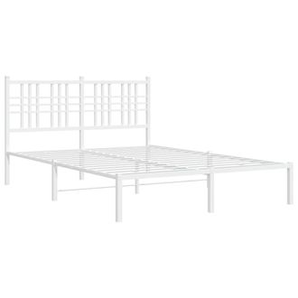 Berkfield Home Metal Bed Frame without Mattress with Headboard White 140x200cm | Size: 140x200 cm